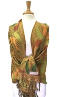 (image for) Colored Paisley Scarf Gold / Green