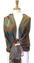 (image for) Colored Paisley Scarf Orange / Blue