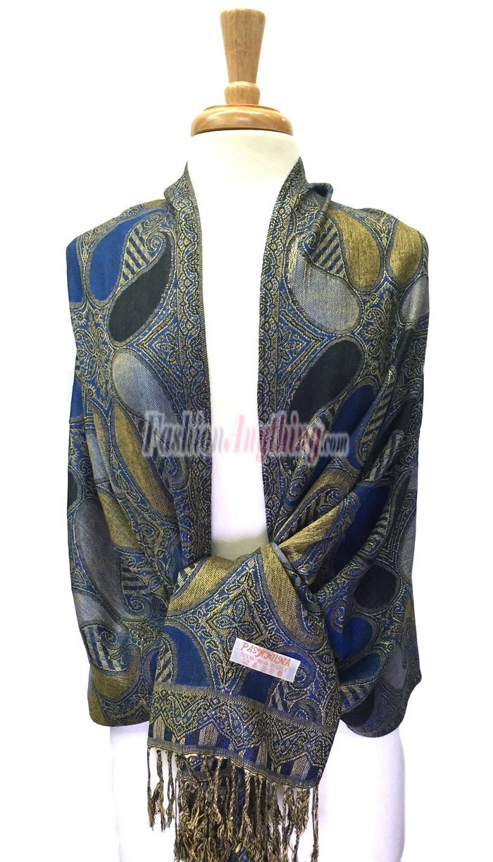 (image for) Colored Paisley Scarf Royal Blue / Black