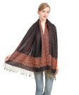 (image for) Border Patterned Pashmina Label Black Orange