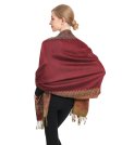 (image for) Border Patterned Pashmina Jujuba Red