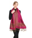 (image for) Border Patterned Pashmina Hot Pink