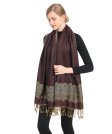 (image for) Border Patterned Pashmina Dark Burgundy