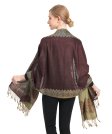 (image for) Border Patterned Pashmina Dark Burgundy