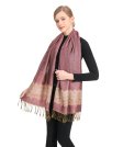 (image for) Border Patterned Pashmina label Pale Violet Red