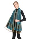 (image for) Border Patterned Pashmina label Turquoise