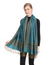 (image for) Border Patterned Pashmina label Turquoise