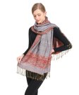 (image for) Border Patterned Pashmina Grey Purple