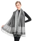 (image for) Border Patterned Pashmina Silver