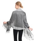 (image for) Border Patterned Pashmina Silver