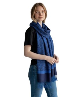 Paisley Jacquard Pashmina Deep Blue/Black