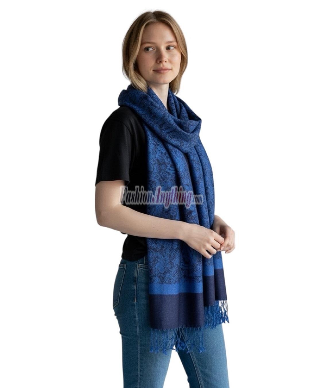 (image for) Paisley Jacquard Pashmina Deep Blue/Black