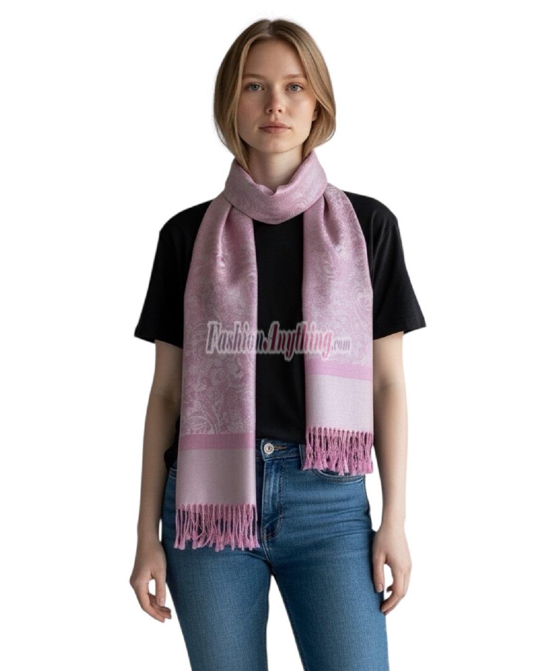 (image for) Paisley Jacquard Pashmina Pink/Grey