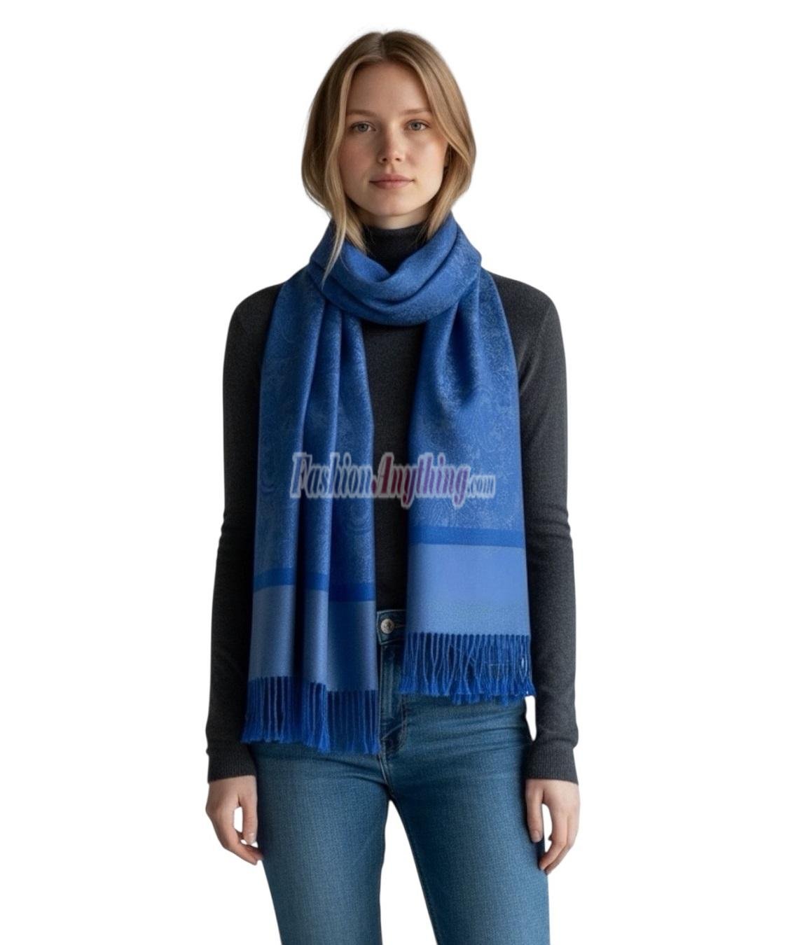 (image for) Paisley Jacquard Pashmina Blue/Grey