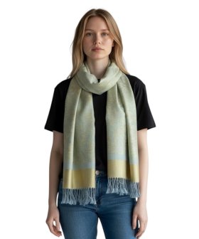 Paisley Jacquard Pashmina Yellow Baby Blue