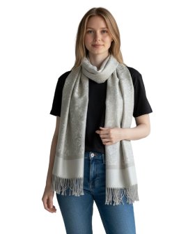 Paisley Jacquard Pashmina Grey