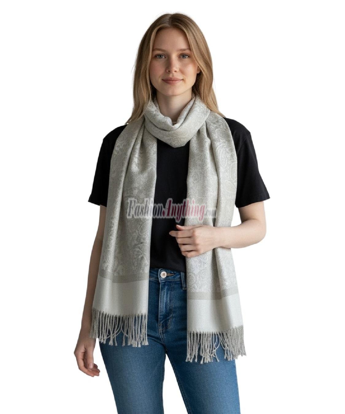 (image for) Paisley Jacquard Pashmina Grey