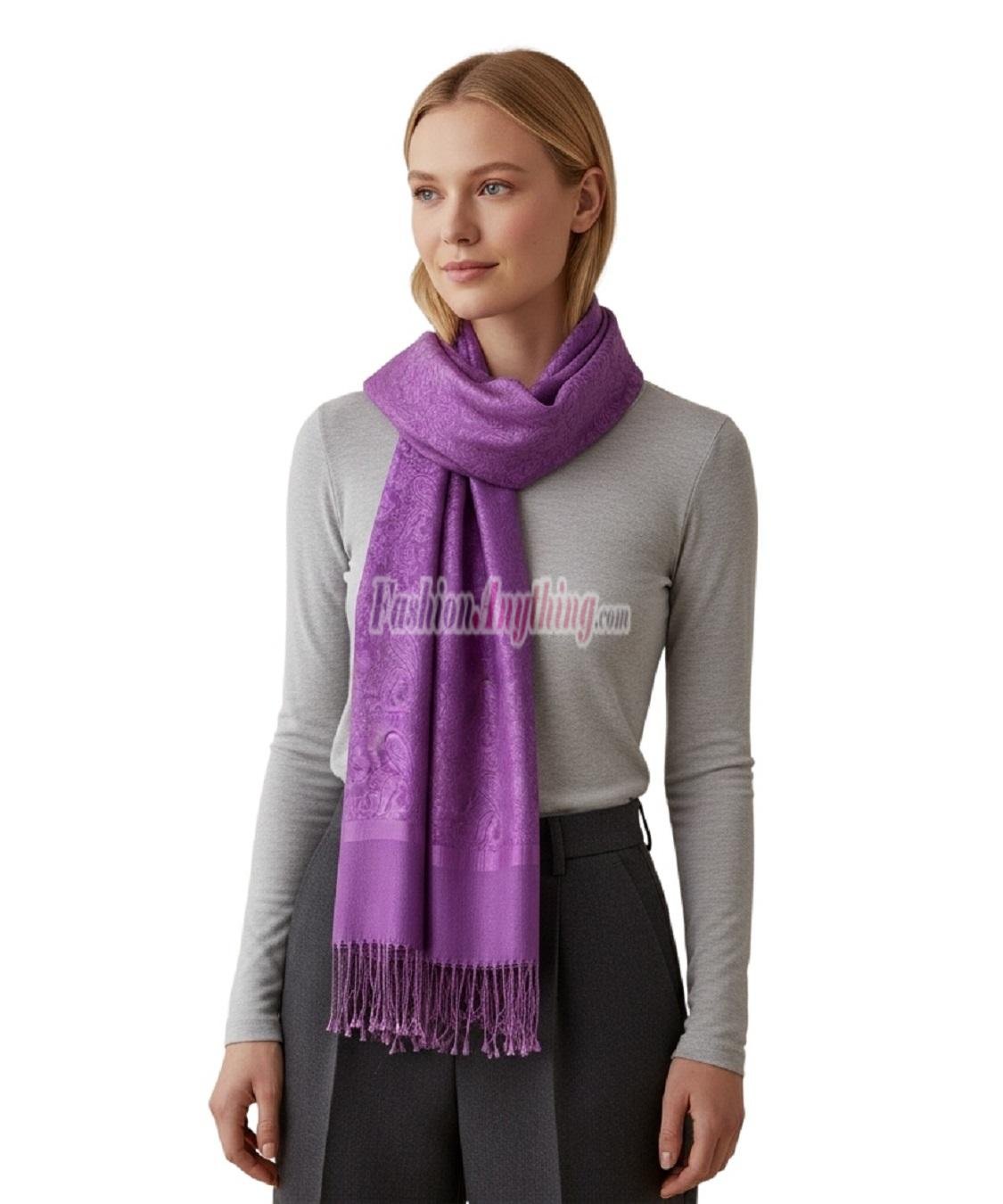 (image for) Paisley Jacquard Pashmina Dark Magenta