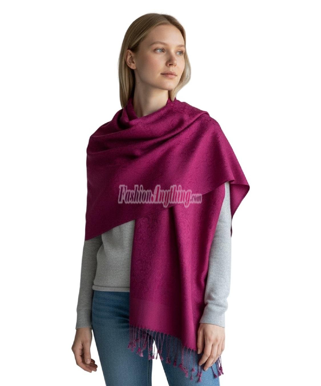 (image for) Paisley Jacquard Pashmina Dark Cerise