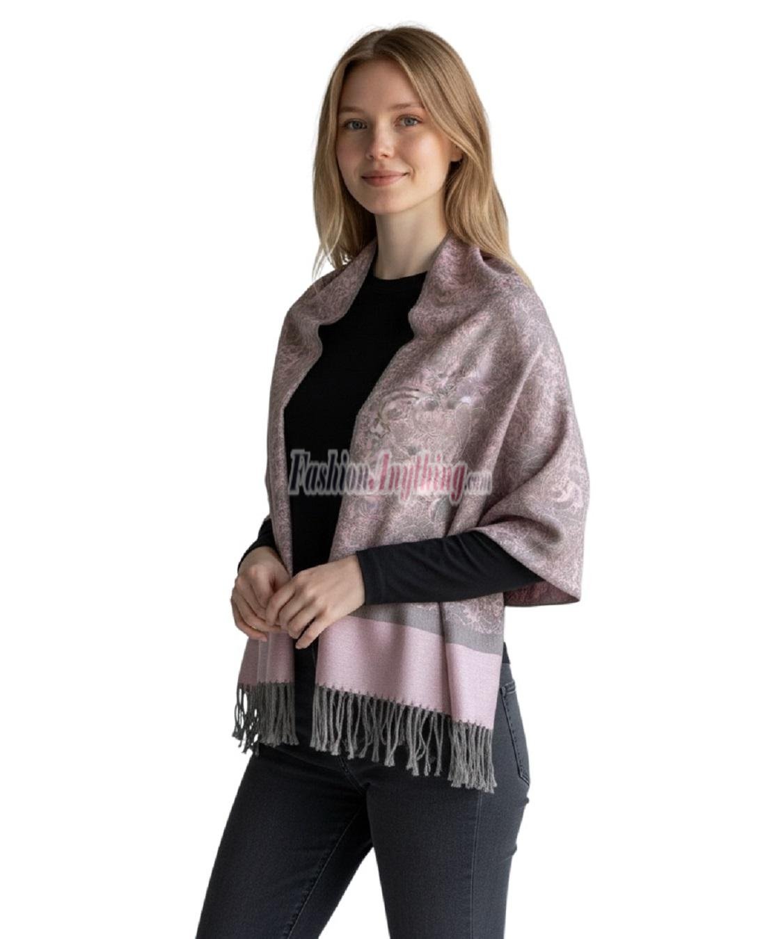 (image for) Paisley Jacquard Pashmina Misty Rose