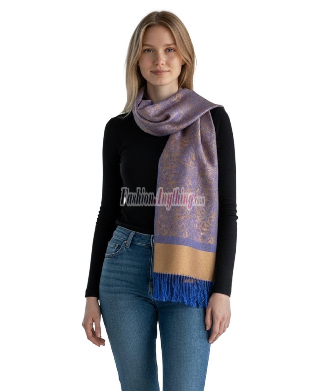 (image for) Paisley Jacquard Pashmina Yellow Blue