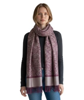 Paisley Jacquard Pashmina Plum w/ Grey