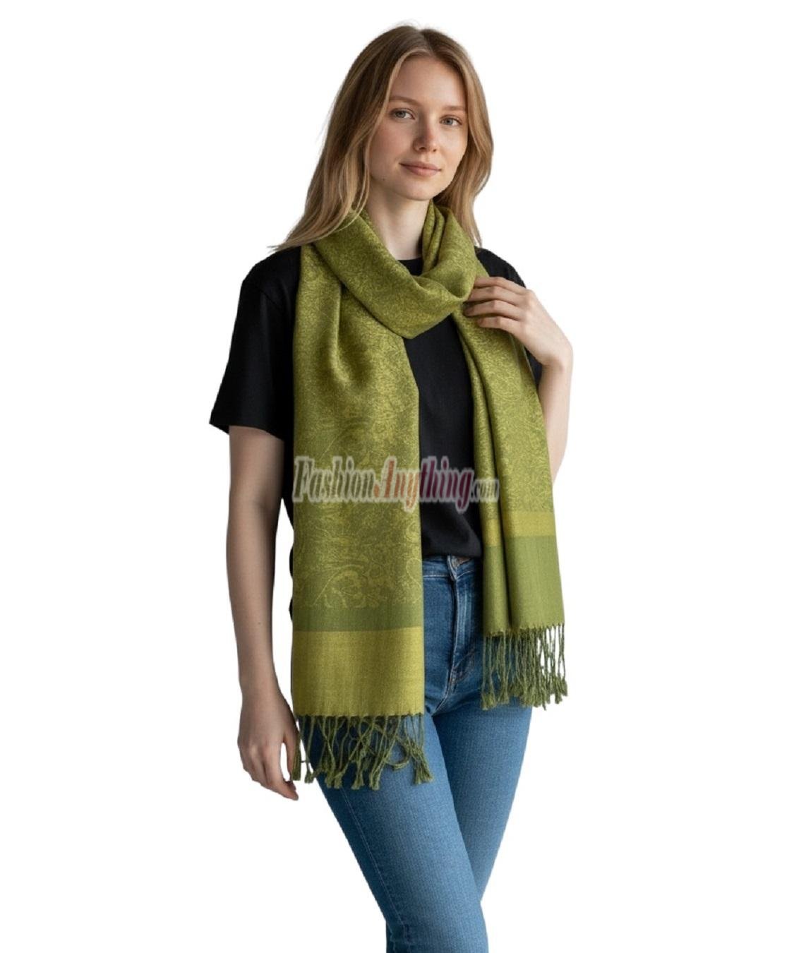 (image for) Paisley Jacquard Pashmina Lime w/ Yellow