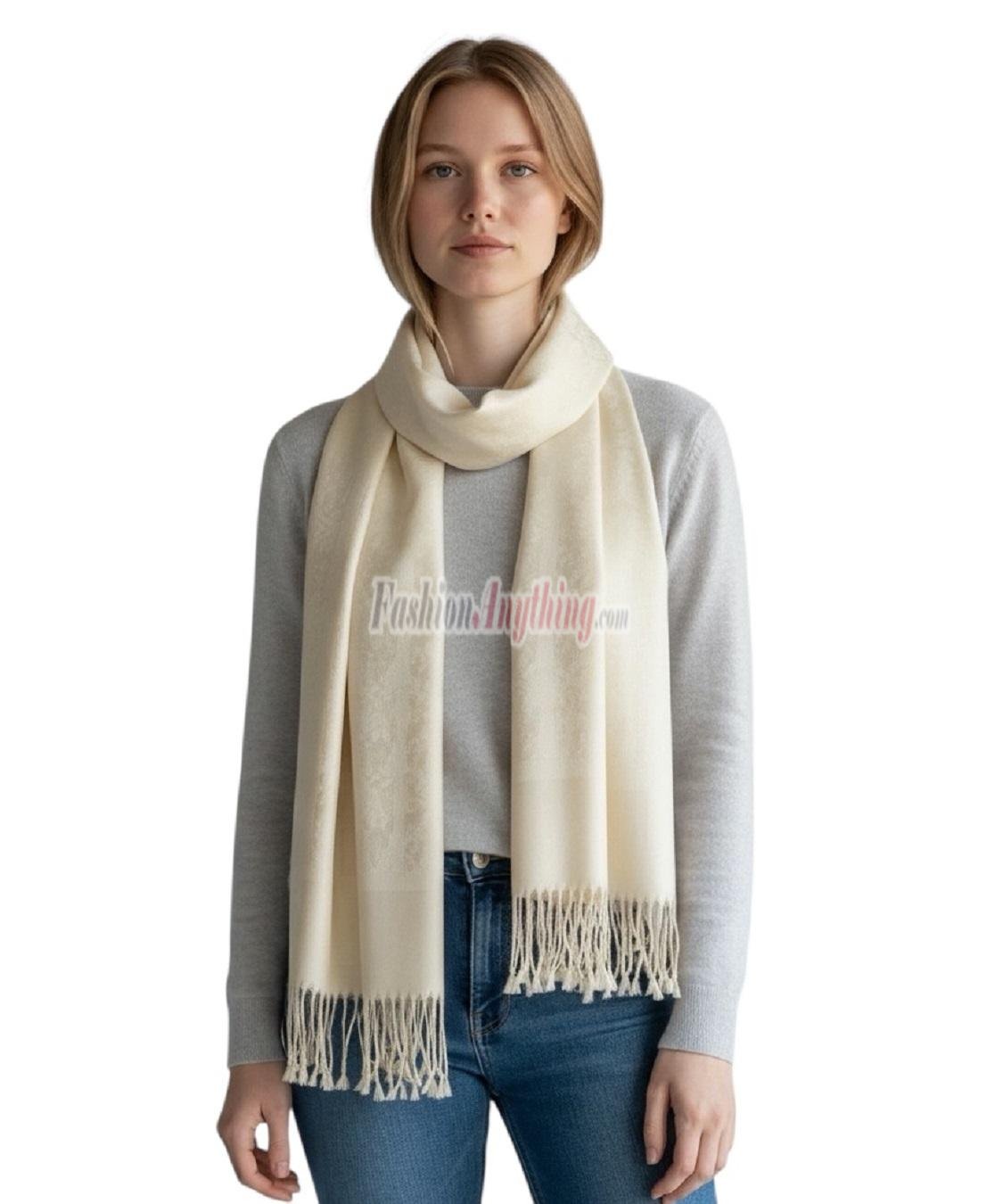 (image for) Paisley Jacquard Pashmina Cream