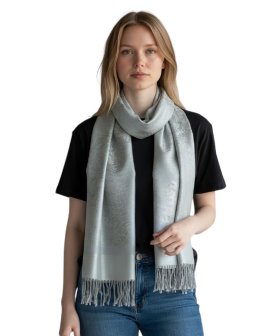 Paisley Jacquard Pashmina Silver