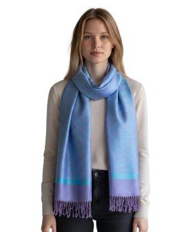 Paisley Jacquard Pashmina Cyan Purple