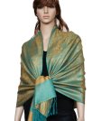 (image for) Paisley Jacquard Pashmina Gold /Green