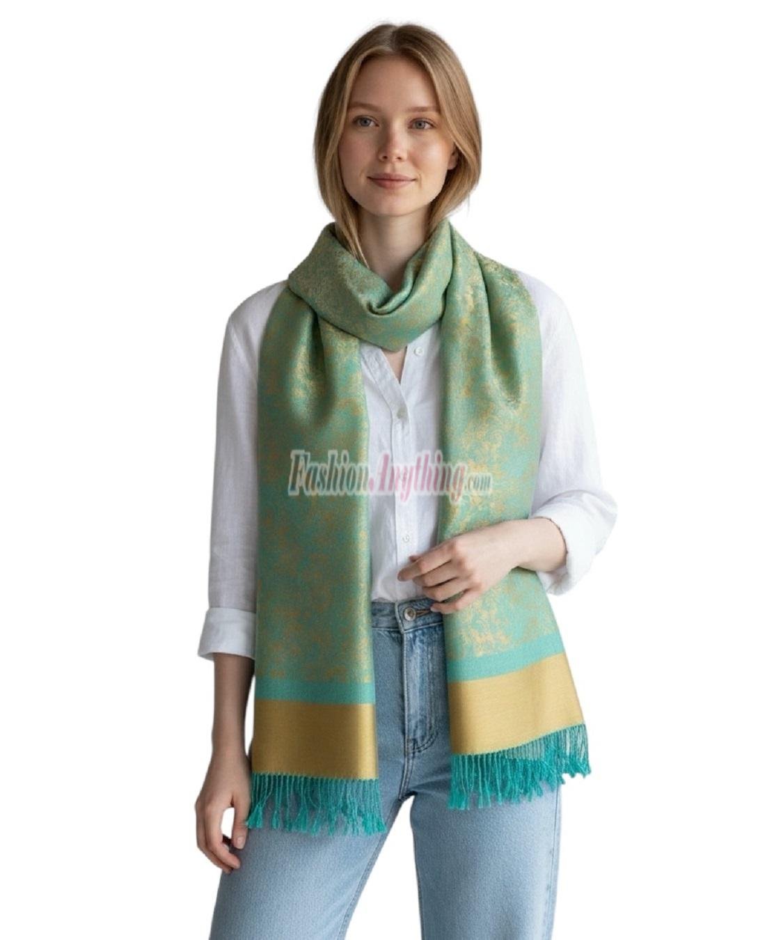 (image for) Paisley Jacquard Pashmina Gold /Green