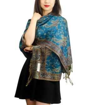 Jacquard Paisley Pashmina 2-Ply Teal