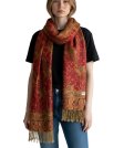 (image for) Jacquard Paisley Pashmina 2-Ply Red Brown