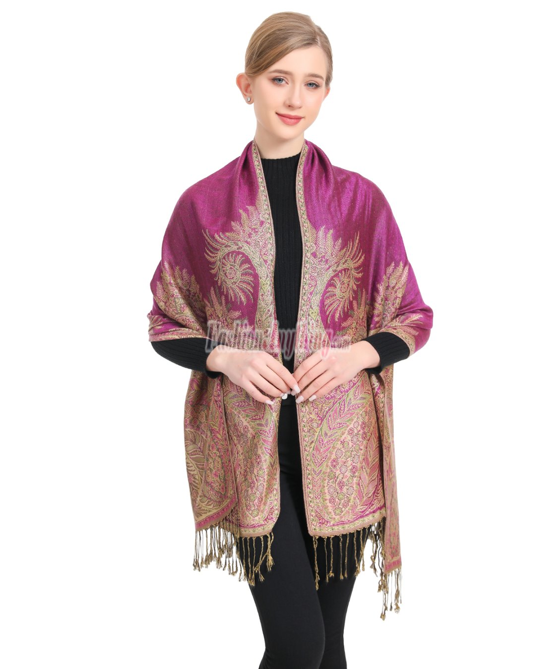 (image for) Big Paisley Thicker Pashmina Magenta