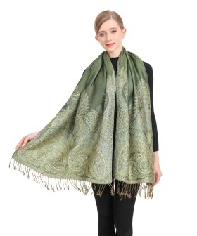 Big Paisley Thicker Pashmina Green
