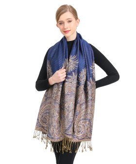 Big Paisley Thicker Pashmina Blue