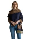 (image for) Border Patterned Pashmina Navy