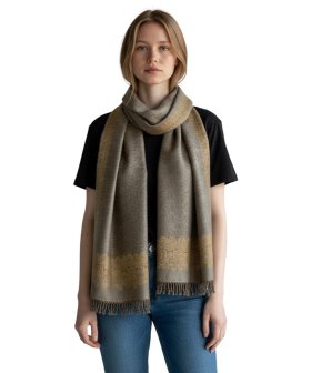 Border Patterned Pashmina Pale Goldenrod