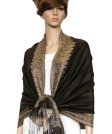 (image for) Border Patterned Pashmina Coffee