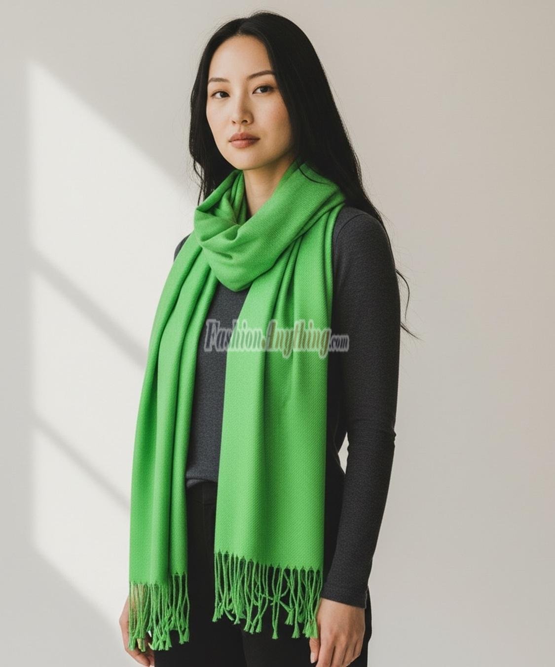 (image for) Silky Soft Solid Pashmina Scarf Emerald Green