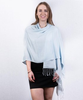 Silky Soft Solid Pashmina Scarf Baby Blue
