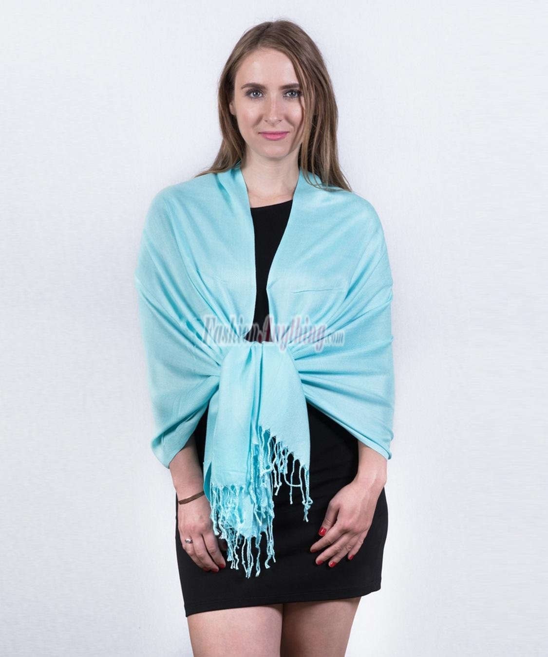 (image for) Silky Soft Solid Pashmina Scarf Aqua