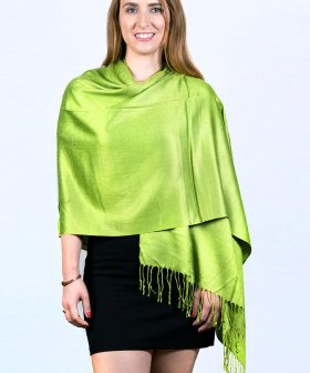 (image for) Silky Soft Solid Pashmina Scarf Apple Green NEW
