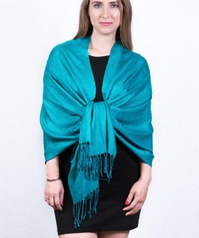 Silky Soft Solid Pashmina Scarf L Turquoise