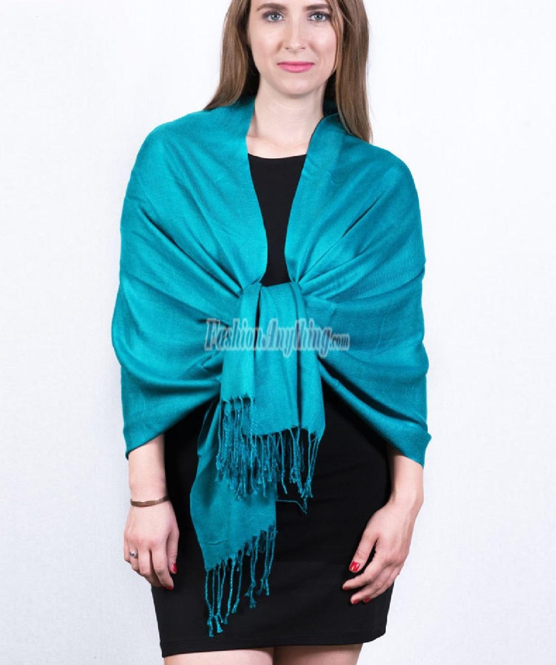 (image for) Silky Soft Solid Pashmina Scarf L Turquoise