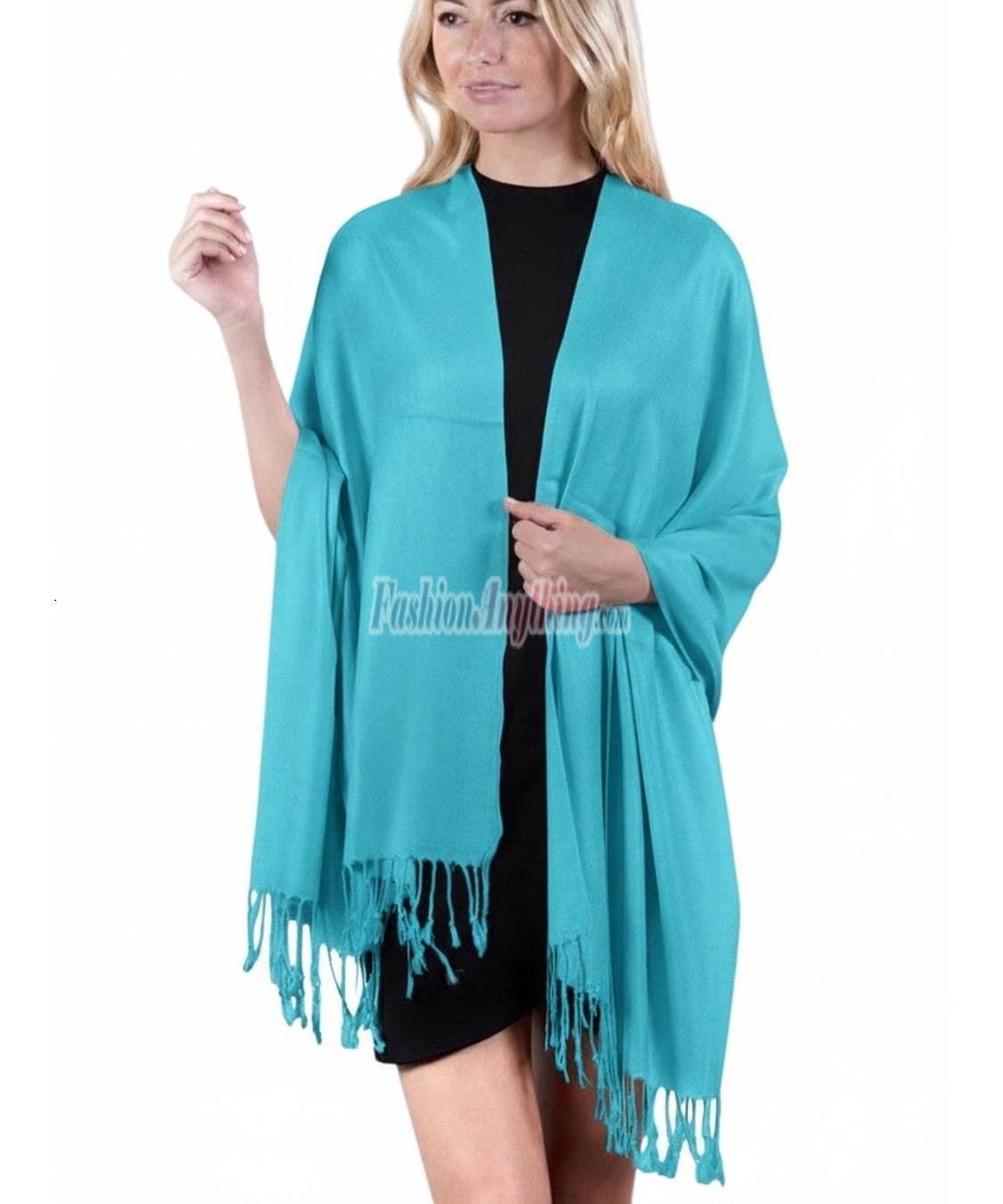 (image for) Silky Soft Solid Pashmina Scarf L Turquoise