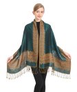 (image for) Border Patterned Pashmina Dark Green