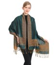 (image for) Border Patterned Pashmina Dark Green