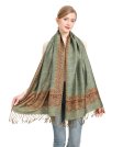 (image for) Border Patterned Pashmina Dark Sea Green